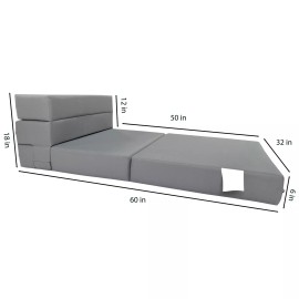 Danfuton Lounger Folding Foam Mattresses, Convertible Sleepover Bed, 6 x 32 x 80, Gray