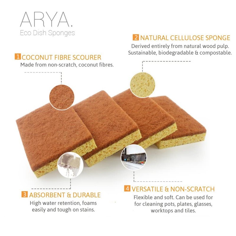 ARYA. | Eco Dishwashing Kitchen Sponge Set 14 Pack |