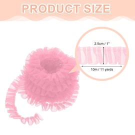 Sourcing Map 11 Yards Pink Ruffle Lace Trim Ribbon, 2.5cm/1" Pleated Organza Lace Edge Trim, Polyester, Formal Occasion, Classic Style, Ruffle Pattern