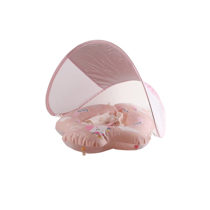 Children Swimming Circle Pink Little Horse Inflatable Sunshade Pool Float