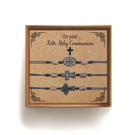 First Communion Gift for Kids Holy Bracelets Gifts Child Catholic Precious Moments Confirmation Catholics Teen Cross Prayer Bracelet Baptism Box Favors Jewelry First Communion Teens Kids