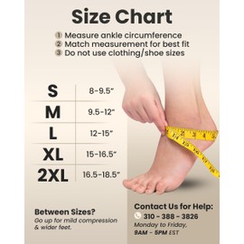 Ankle Compression Sleeve - 20-30mmhg Open Toe Compression Socks for Swelling, Plantar Fasciitis, Sprain, Neuropathy - Foot Supports Brace for Women and Men - M, Black