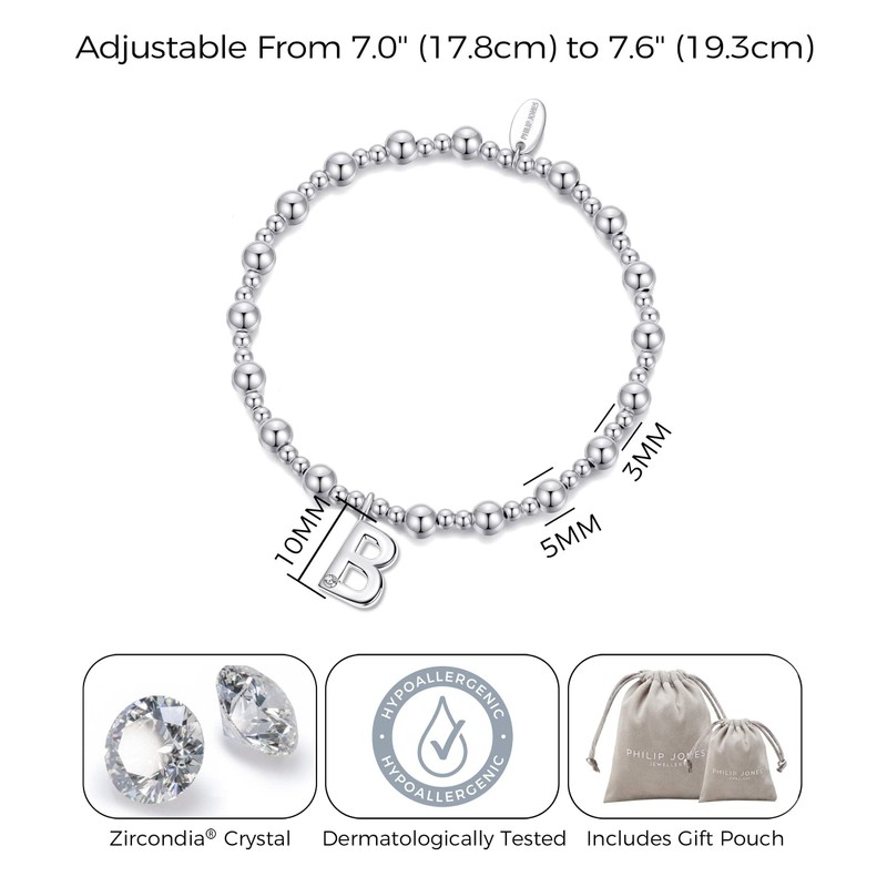 Philip Jones Letter B Initial Stretch Bracelet Created with Zircondia®