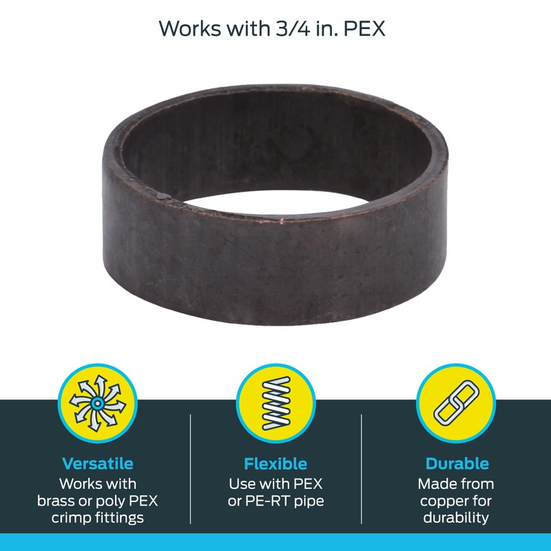 SharkBite 3/4 Inch Copper Crimp Rings, Pack of 25, PEX