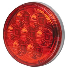 RoadPro RP4064RLED/B 4" Round 7 LED Trailer Stop Turn Tail Brake Lights Sealed 3-Prong Connect Lens, Truck BUS RV UTE UTV Rear Stop Turn Tail Brake