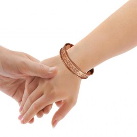 Touchstone handcrafted magnetic copper bracelet. Hand forged with solid and high gauge Tibetan style engraved cuff pure copper jewelry for women men. Beautifully embossed running horses.
