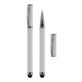 kwmobile Schlichter und eleganter 2 in 1 Stylus Pen mit Kugelschreiber für alle gängigen Smartphones und Tablets mit Touchscreen in WEIß