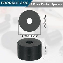 sourcing map 4Pcs Thick Rubber Spacer, 1-9/16 Inch OD x 1/2 Inch ID x 1 Inch Thickness