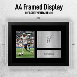 HWC Trading FR A4 Richarlison Tottenham Hotspurs Gifts Printed Signed Autograph Picture for Football Fans and Supporters - A4 Framed