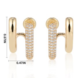 14K Gold Plated Sterling Silver Post Double Hoop Earrings for Women | Statement Huggie Earrings Trendy Jewelry for Women Hypoallergenic