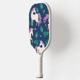 TigerTail Sports Unicorn Pattern Colorful Design Pickleball Paddle, USA Pickleball Approved, White Trim
