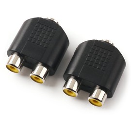 NANYI 3.5mm (1/8 Inch) Famale TRS to Two RCA Female Audio Heads, 3.5mm F One-Two RCA F Interconnect Audio Adapter, 2Pack (3.5 F-2xRCA F)