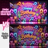 Qpout Neon Birthday Backdrop Glow in the Dark Party Banner
