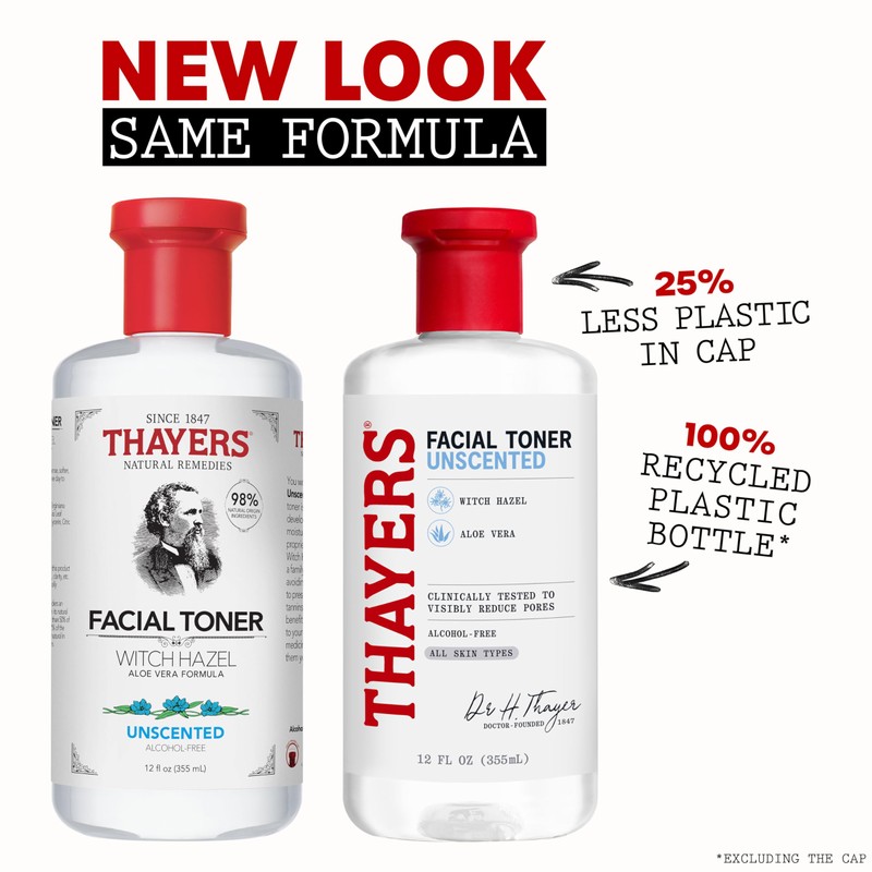 THAYERS Alcohol-Free, Hydrating, Unscented Witch Hazel Facial Toner with Aloe