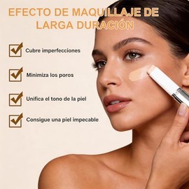 Barra de base de maquillaje que cambia de color, base de maquillaje en barra 2 en 1, con pincel para difuminar, maquillaje hidratante de larga duració