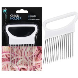 Citystores® CA Onion Holder Easy Grip Stainless Steel Slicer Holder with Prongs for Safe Slicing Chopping Fruits Vegetables Convenient Kitchen Tool