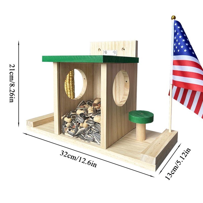 Whesamy Wood Squirrel Feeder for Outside, Squirrel Picnic Table Feeder