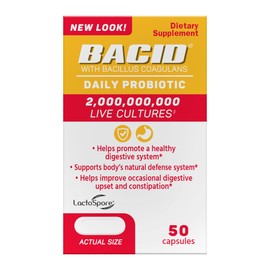 Bacid Daily Probiotic with Bacillus Coagulans, Dietary Supplement for Digestive Health, 50 Capsules