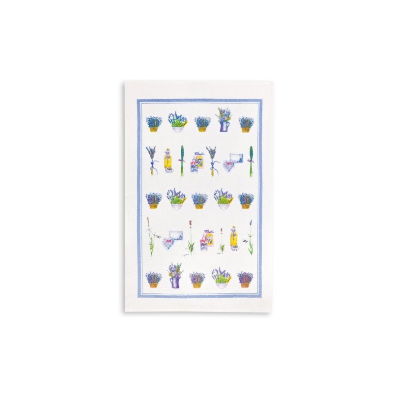 Kracht Terry Tea Towel with Lavender Basket Print 45 x