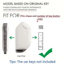 SANRILY Golden-Edge 8 Button Smart Key Fob Cover Fit for Kia Telluride 2024 EV9 Picanto GT Line Sorento Seltos Keyless Key Case with Leather Keychain Beige
