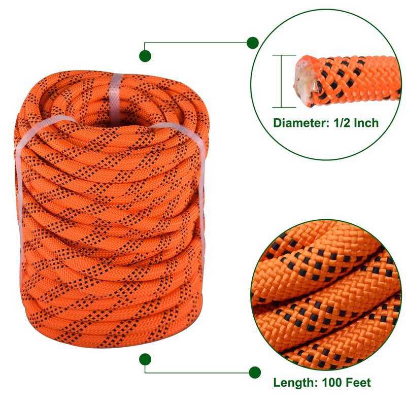 HOSTIC Double Braid Polyester Rope Pulling Rope Tree Cutting Ropes