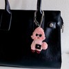 FUCUSEI Toy Poodleback Charm Key Holder, Stylish, Leather, Pink
