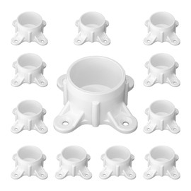 12 Packs PVC Flange for 1-1/4" PVC Pipe, Table Screw Caps PVC Fittings for DIY PVC Rod Holder Projects, Making Storage Shelves, Support Feet