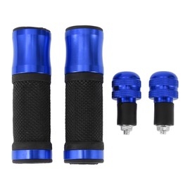 X AUTOHAUX 7/8" 22mm 15/16" 24mm Motorcycle Hand Grips Cover Kit Aluminum Alloy Rubber Handlebar Grips Blue