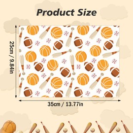 Wonmon 50 PCS Sport Paper Place Mats, Sport Balls Pattern Disposable Placemats Decorative Table Mats for Sports Theme Party Holiday Dinner Table Decorations Party Supplies, 13.8 x 9.8 inch