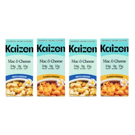 Kaizen Pasta Mac & Cheese Variety Pack - High Protein (24g), Low Carb, Keto- Friendly, Gluten-Free, Plant-Based, Non-GMO - 6.4 Ounces (Pack of 4) Classic & White Cheddar