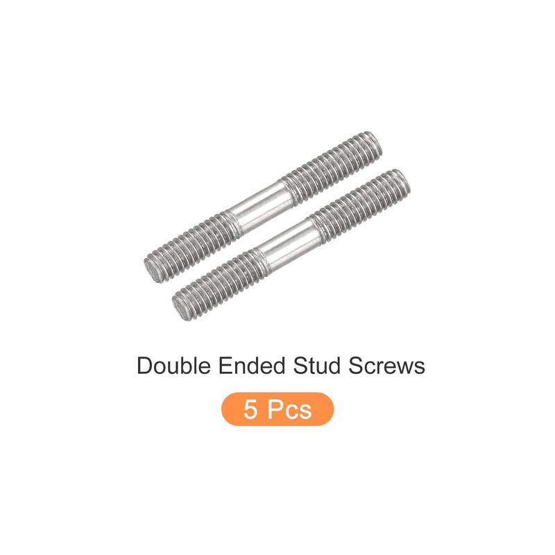 sourcing map Double Ended Stud Screws (M4 Thread 30mm Length)