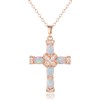 Barzel 18K Gold Plated Created Opal Cross with Chain, 18