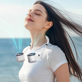 YZYOE Multi functional rechargeable neck fan with LED display screen, a new portable fan for work and life, 4 mode.