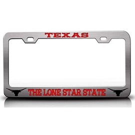 Custom Brother - Texas The Lone Star State Cowboy Horn Metal Car SUV Truck License Plate Frame Ch f96