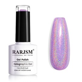 RARJSM Holographic Nail Polish Violet Purple Gel Polish Shimmers Shiny Nail Gel Spring Summer Hologram Gel Nail Polish UV LED Lamp Cured for Nail Slaon Home Manicure
