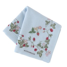Wedgwood 260466-0001-02 Front Gauze / Back Towel Handkerchief Wild Strawberry (Blue) [100% Cotton] Women's Women's Approx. 9.8 inches (25 cm), blue