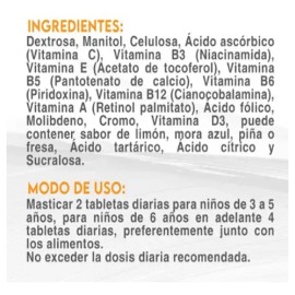 Multivitamínico Para Niños Widl Health 120 Tab Masticables Sabor Limón Mora Azul Piña Y Fresa                                                         