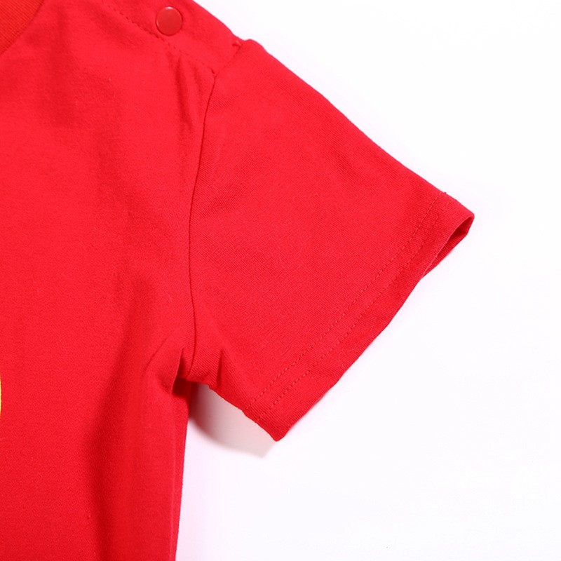 Chinese Style Infant Short Sleeve Embroidery Jumpsuit Cotton Breathable Baby