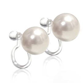 PLUSTER Pearl Earrings, Resin, Hypoallergenic, One Piece, Women's, Includes Dedicated Pouch, Plastic Pearl, Plastic Pearl