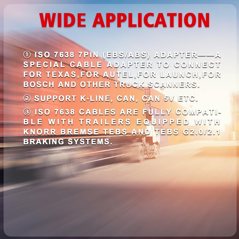 AMHTDOL ISO 7638 7pin (EBS/ABS) Adapter,Trailer and Truck Diagnostic Cable