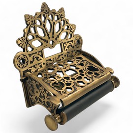 STYLENT Decor Antique Brass Victorian Toilet Paper Holder, Decorative Solid Vintage Golden Tissue Roll Holder Wall Mounted, Handmade Bathroom Accessories Heavy Duty Classic Roll Holder