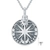PROESS Cremation Compass Urn Necklace for Ashes Sterling Silver Sun