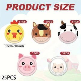 Platos para fiestas de animales de granja, platos de papel para cenas de cumpleaños, platos para cenas de baby shower, platos para cenas de picnic (25)
