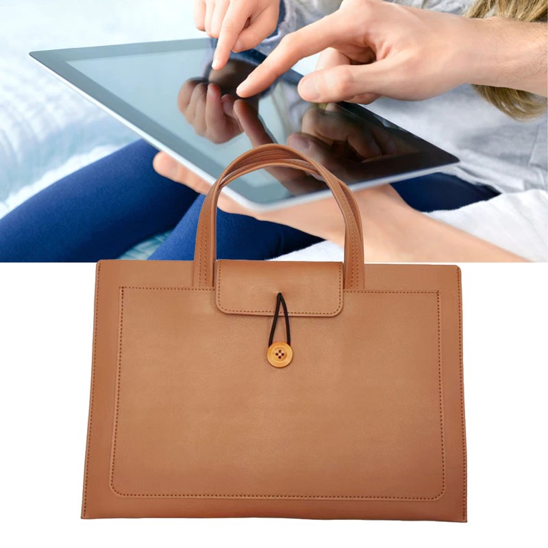 PU Leather Computer Bag Thin Lightweight Handheld Laptop Tote Bag