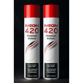 NEON Butane Lighter Refill 11X Ultra Refined Fuel 420ml – Premium Gas Lighter Refill for Torches and Refillable Lighters – Clean Burning Butane Fuel for Torch Lighter and Culinary Use – 2 Pack Bundle
