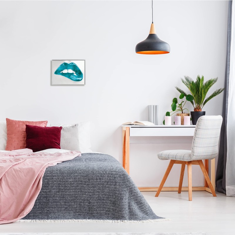 Stupell Industries Modern Blue Fashion Lip Bite Feminine Glam Photography,