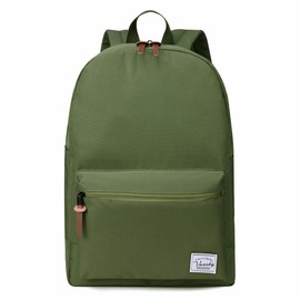 VASCHY School Backpack, Unisex Slim Lightweight Water-resistant Minimalist Backpack for Men Women College Schoolbag Travel Bookbag Green