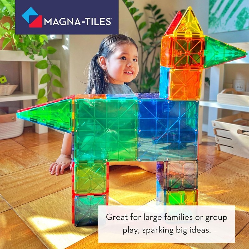 MAGNA-TILES Classic 100-Piece Magnetic Construction Set, The ORIGINAL Magnetic Building