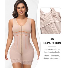 M MYODRESS Fajas Colombianas Moldeadoras de Cintura y Abdomen Body Shaper Shaping Girdles Stage 2 Lipo 360 Curvy Faja Full Body Shapewear Post Surgery High Compression Garment Tan