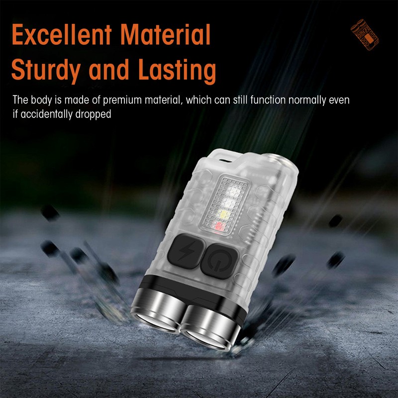 Keychain Flashlight 900LM White LED IP65 Waterproof Magnetic Tail Fluorescent